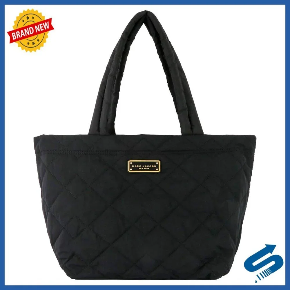 Medium Quilted Tote Bag with Zip Closure, 11.5x18.5x8 Inches